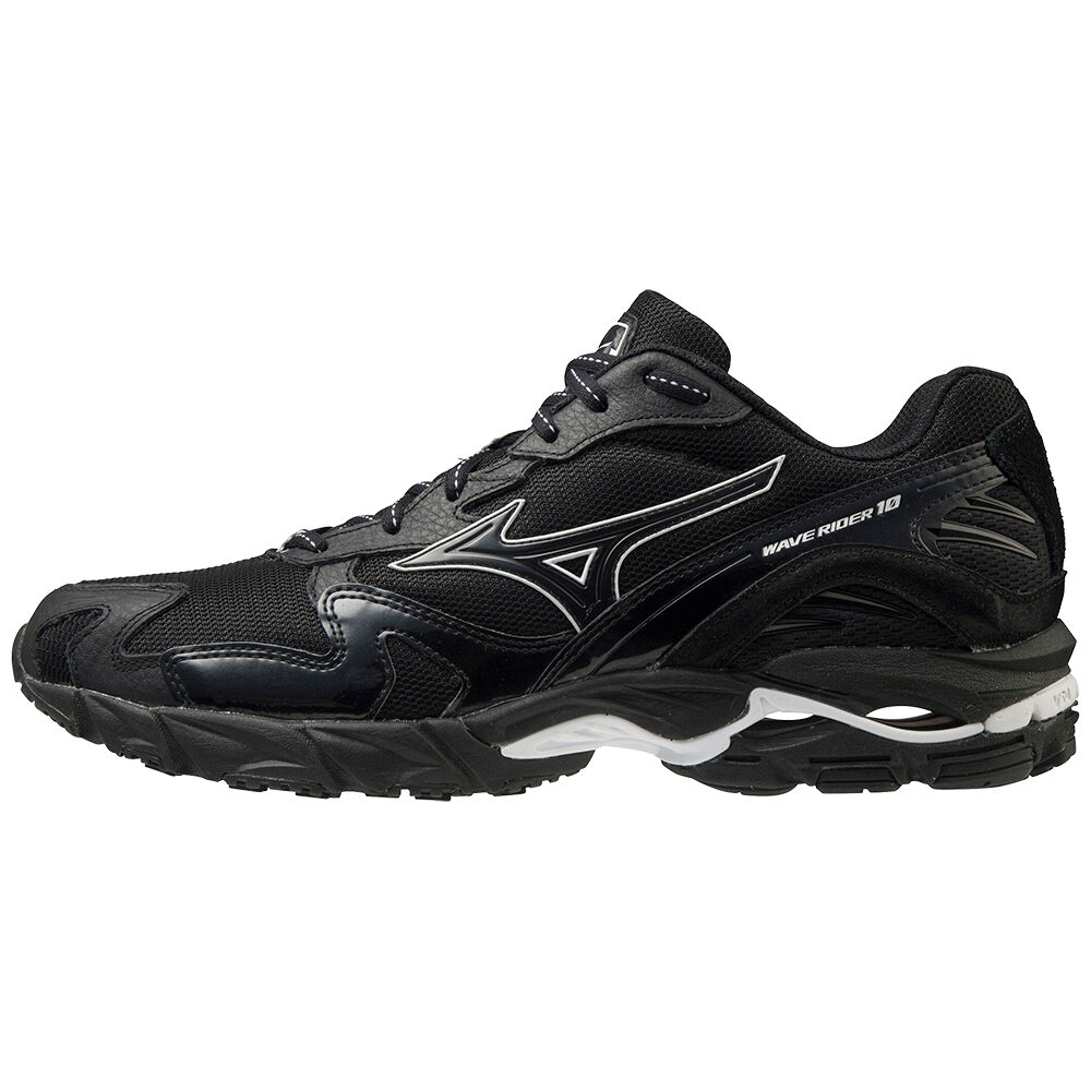 Mens Mizuno Wave Rider 10 Kuro Trainers Black Philippines (BGSXKR578)